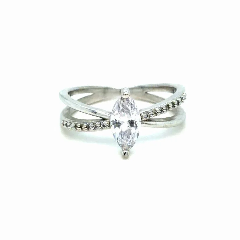 Teardrop Criss-Cross Design Cz Ring‎